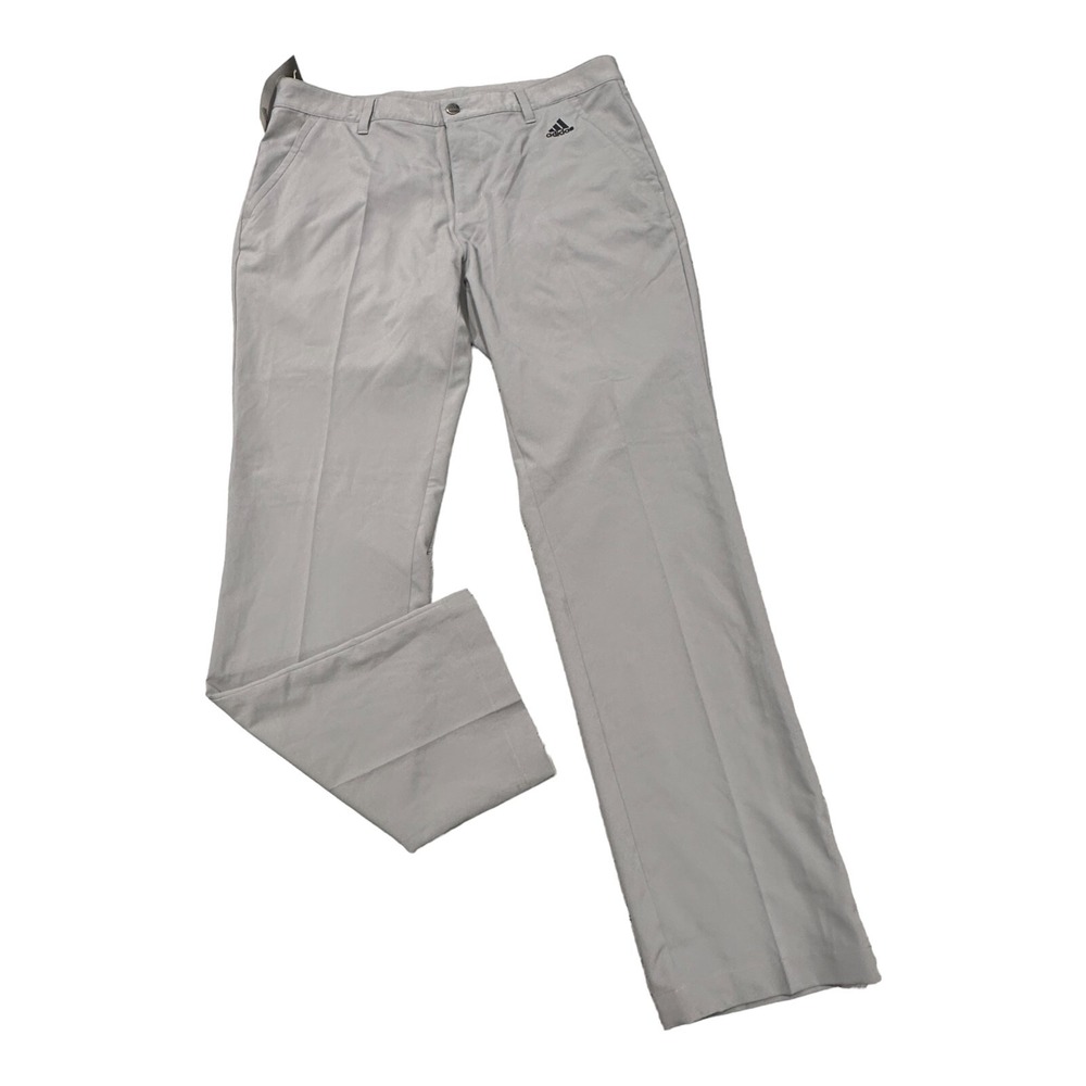 Adidas Golf Pants Mens 34 x 32 Grey Straight Leg Performance 3-Stripes New